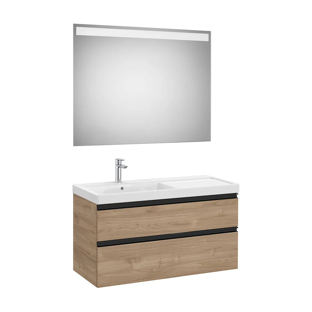 Pack mueble base dos cajones lavabo plus izquierda espejo LED Eidos 100x46x57 cm Roca - Vista 2