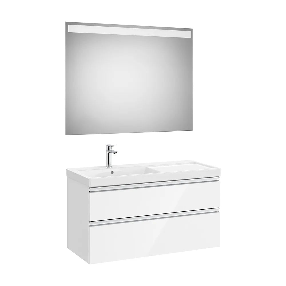 Pack mueble base dos cajones lavabo plus izquierda espejo LED 100x46x57 cm Roca - Vista 2