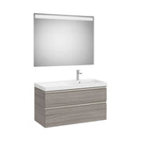 Meuble Sous Vasque 2 Tiroirs Lavabo Asymétrique À Droite Avec Miroir Led X 57 Cm 100x46 cm Colección Eidos Roca