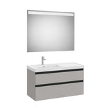 Mueble Base 2 Cajones Lavabo Plus Izquierda Espejo Led Gris 100x80cm Colección The Gap Roca