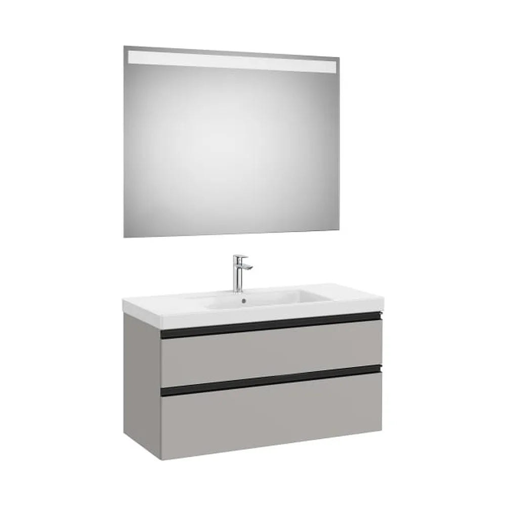 Pack mueble base dos cajones lavabo plus centrado espejo LED 100x46x57 cm Roca - Vista 1