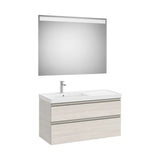 Móvel Base Com Duas Gavetas Lavatório Assimétrico À Esquerda Espelho Led X 57 Cm 100x46 cm Colección Eidos Roca