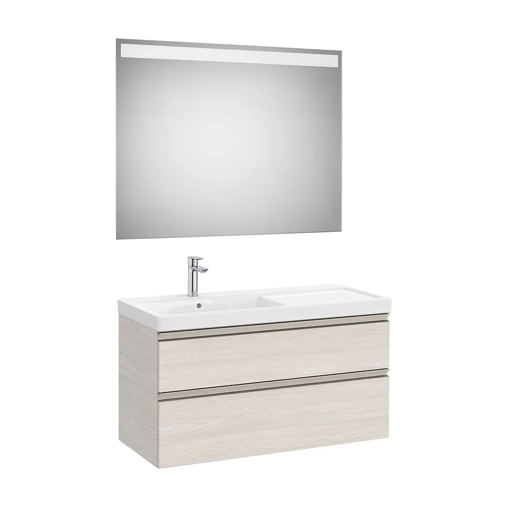 Pack mueble base dos cajones lavabo plus izquierda espejo LED Eidos 100x46x57 cm Roca - Vista 2