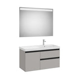 Mueble Base Asimétrico with Basin Plus a la Derecha y Espejo Led 100x46x57cm Colección The Gap Roca