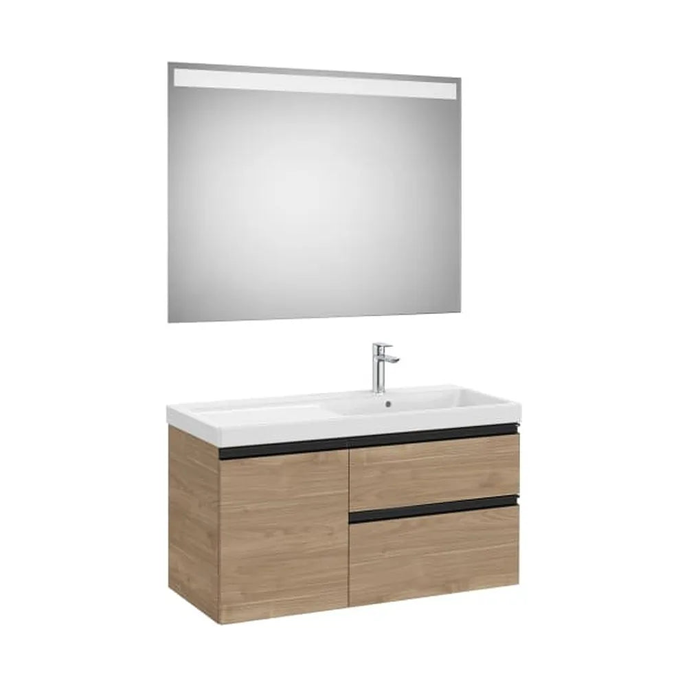 Mueble Base Asimétrico con 2 Cajones y Una Puerta Lavabo Plus Derecha Espejo Led Colección The Gap Roca - Vista 1