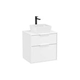 Meuble Bas Deux Tiroirs Pour Vasque À Poser Dimensions X 58 Cm Finition Blanc Mat Unik 59x45 cm Roca