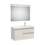 Meuble Sous Lavabo Asymétrique X 57 Cm Avec Vasque Déportée À Droite Et Miroir Led 100x46 cm Colección The Gap Roca