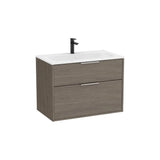 Meuble Suspendu À Deux Tiroirs Avec Lavabo Stonex Blanc X 58 Cm Finition Chêne Foncé 79x45 cm Roca