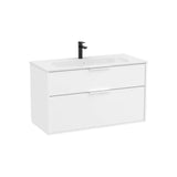 Meuble Bas Suspendu 2 Tiroirs Avec Vasque Stonex Blanc Mat X 58 Cm Finition Moderne Ergonomique 99x45 cm Roca