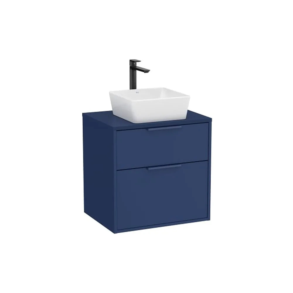 Mueble Base 2 Cajones para Lavabo Sobre Encimera Azul Acero 59x45x58cm Roca - Vista 1