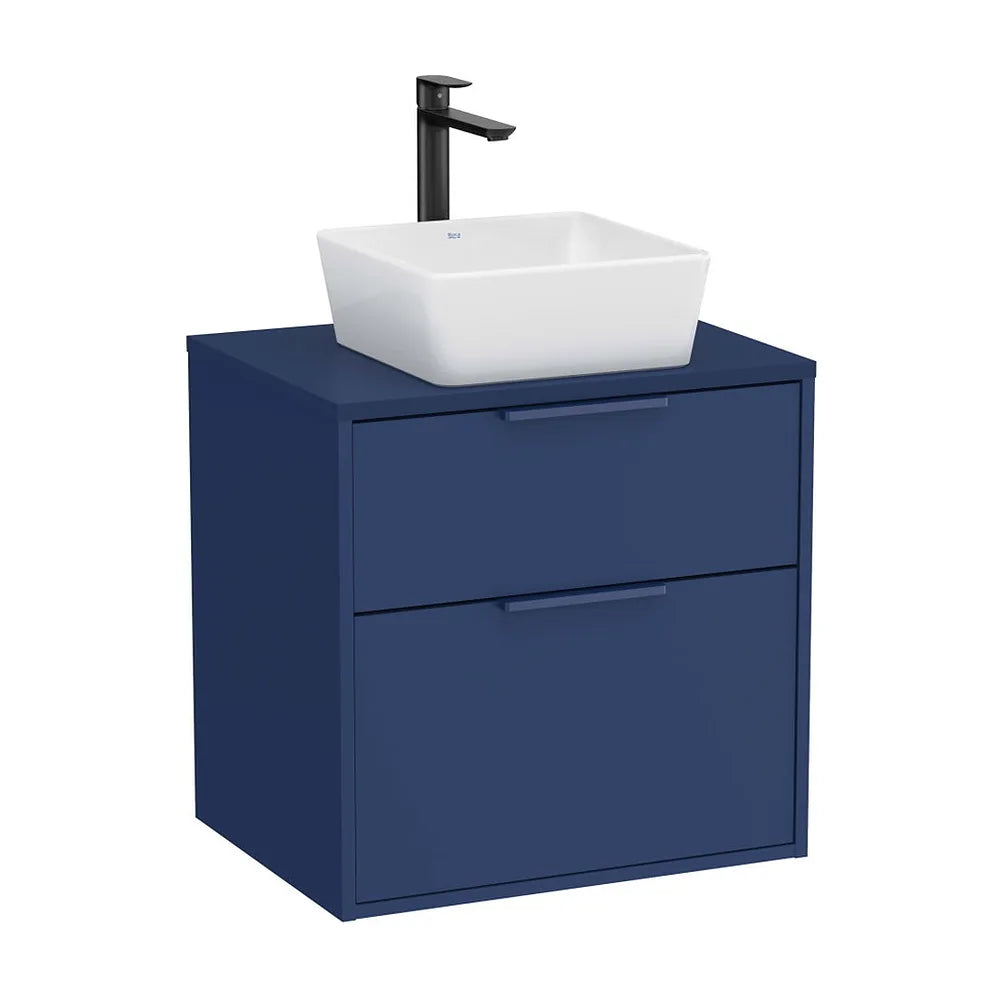 Mueble Base 2 Cajones para Lavabo Sobre Encimera Azul Acero 59x45x58cm Roca - Vista 2
