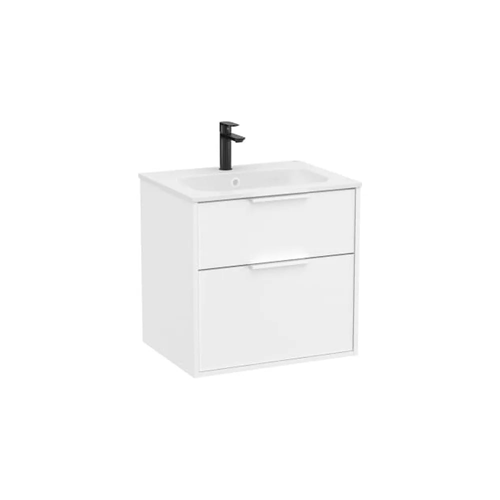 Mueble base suspendido dos cajones lavabo Stonex blanco mate 59x45x58 cm Roca - Vista 1