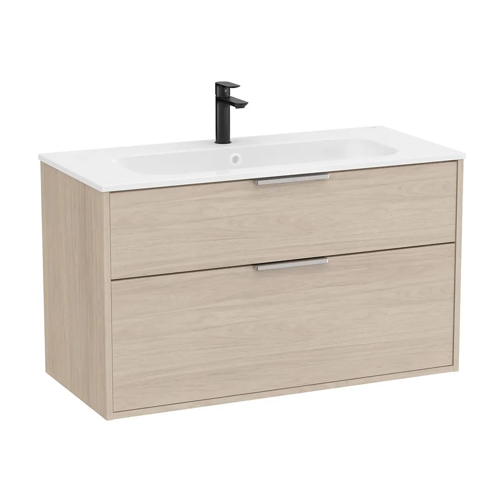 Mueble base suspendido dos cajones lavabo Stonex blanco 99x45x58 cm Roca - Vista 2