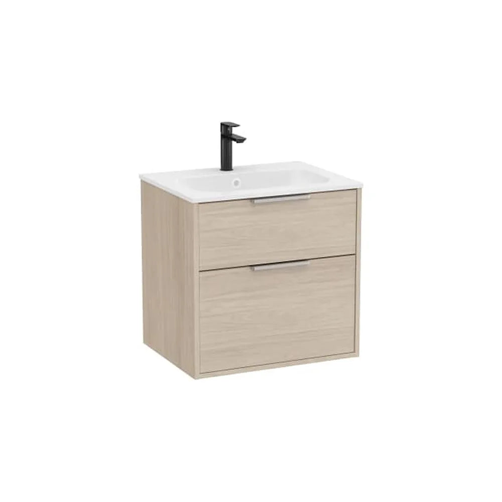 Mueble base suspendido con dos cajones y lavabo Stonex blanco 59x45x58 cm Roca - Vista 1