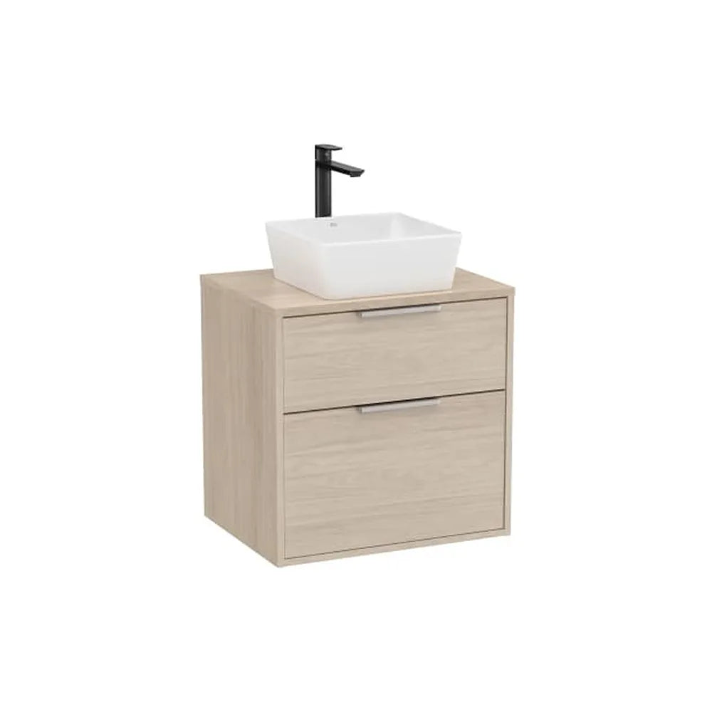 Mueble base dos cajones para lavabo sobre encimera 59x45x58 cm Fresno claro Roca - Vista 1