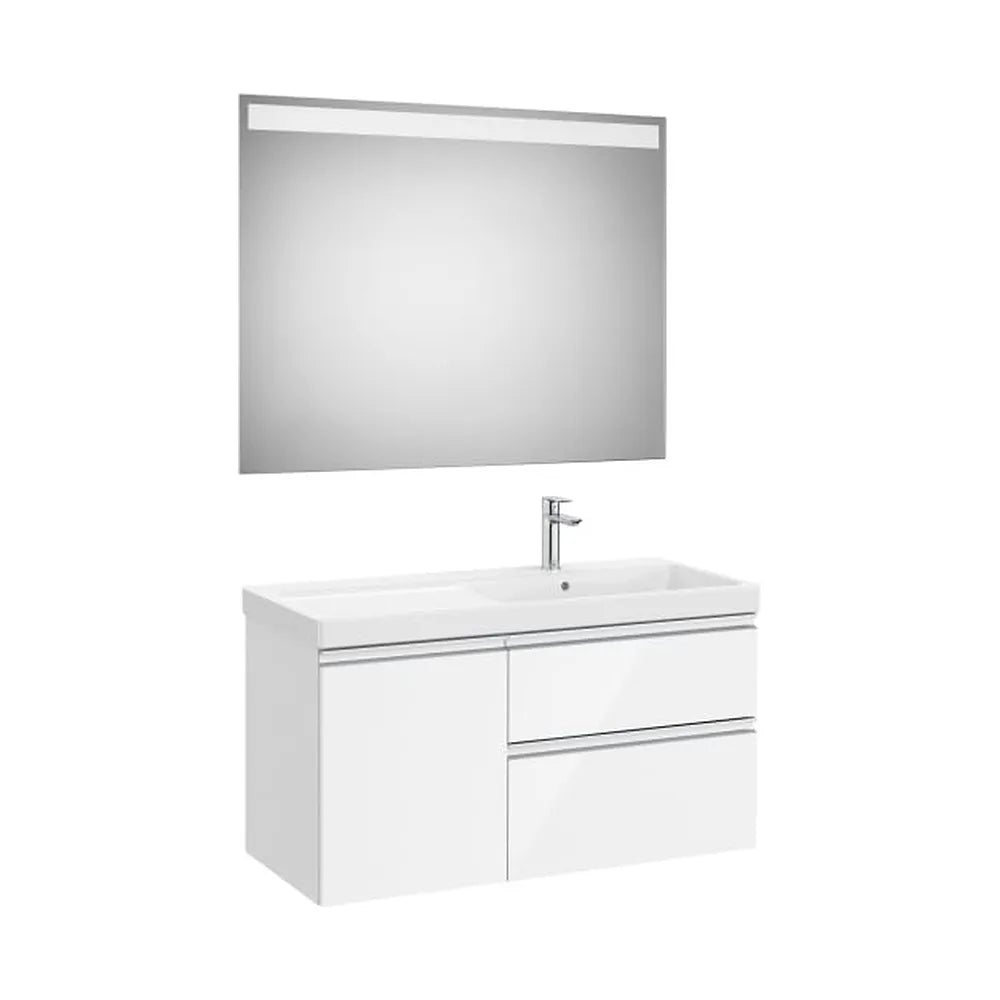 Mueble Base Asimétrico Lavabo Derecha Espejo Led 100x46x57cm Colección Eidos Roca - Vista 1