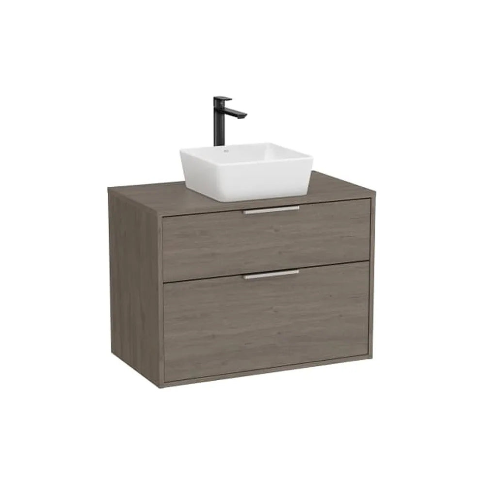 Mueble base dos cajones para lavabo sobre encimera 79x45x58 cm Roble oscuro Roca - Vista 1