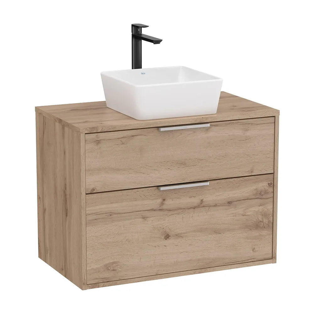 Mueble base dos cajones para lavabo sobre encimera acabado nogal 79x45x58 cm Roca - Vista 2