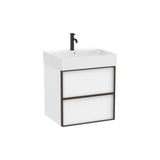Mueble Base Suspendido con 2 Cajones y Lavabo Cuadrado Fineceramic 60x49x68cm Colección Inspira White Mate Roca