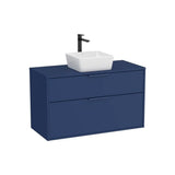 Mueble Base 2 Cajones para Lavabo Sobre Encimera Azul Acero 99x45x58cm Colección Unik Roca