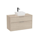 Meuble Bas 2 Tiroirs Pour Vasque À Poser X 58 Cm Frêne Clair Design Moderne Gain de Place Unik 99x45 cm Roca