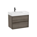 Meuble Bas Suspendu Deux Tiroirs Lavabo Carré en Fineceramic X 68.5 Cm Finition Magnolia Inspira 80x49 cm Roca