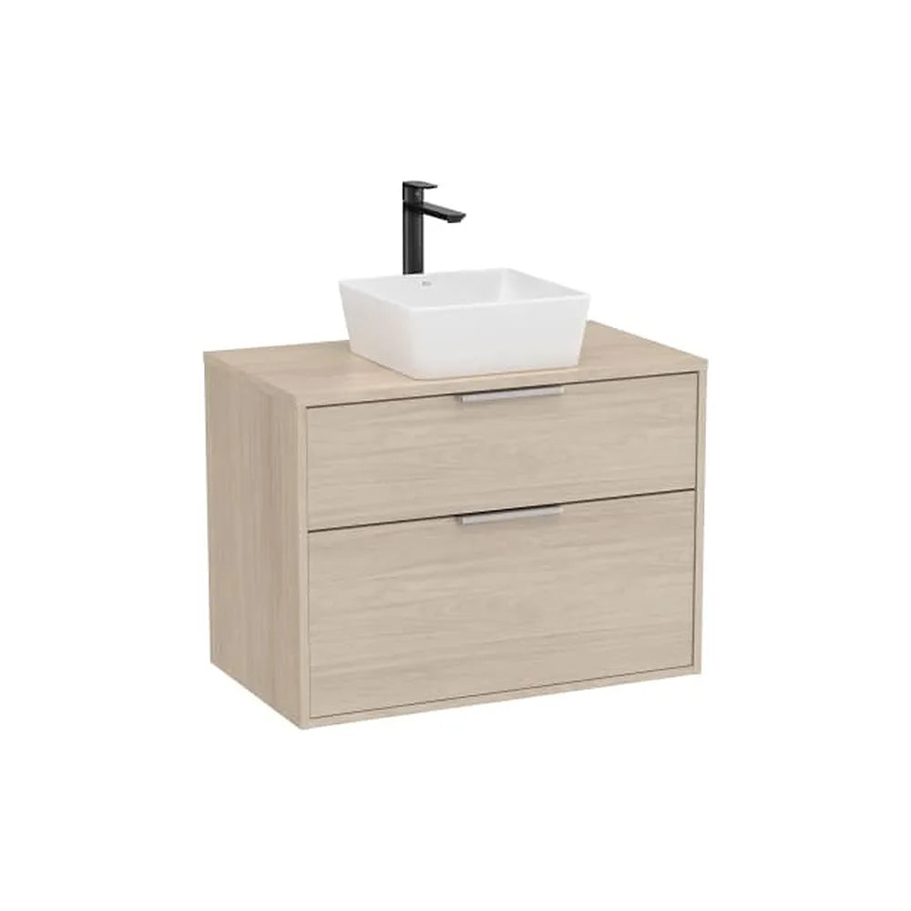 Mueble Base 2 Cajones para Lavabo Sobre Encimera Claro 79x45x58cm Colección Unik Fresno Roca - Vista 1
