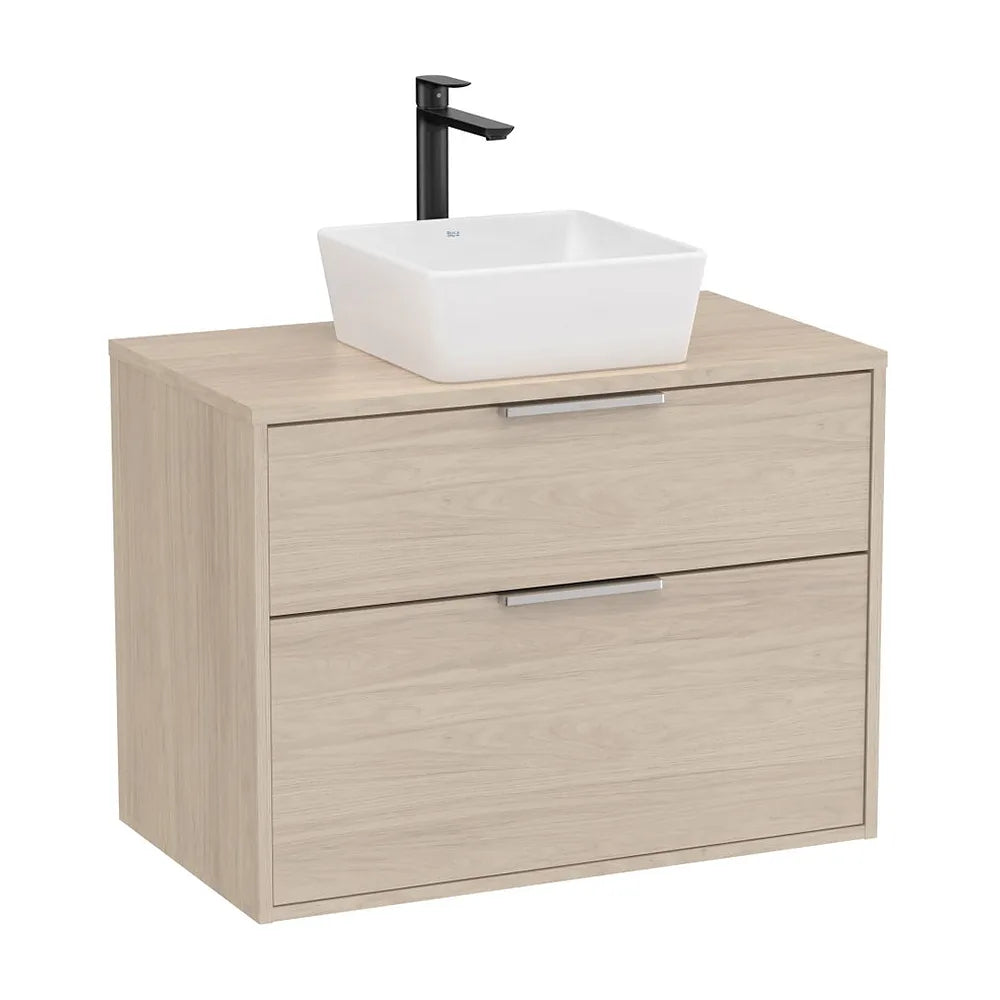 Mueble Base 2 Cajones para Lavabo Sobre Encimera Claro 79x45x58cm Colección Unik Fresno Roca - Vista 2