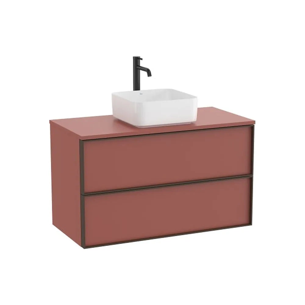 Mueble base suspendido dos cajones para lavabo encimera 100x49x58 cm Terracota Roca - Vista 1