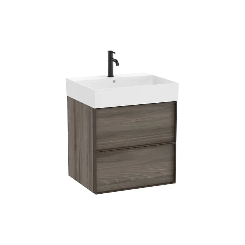 Mueble Base Suspendido 2 Cajones Lavabo Cuadrado Fineceramic 60x49x68cm Colección Inspira Roca - Vista 1