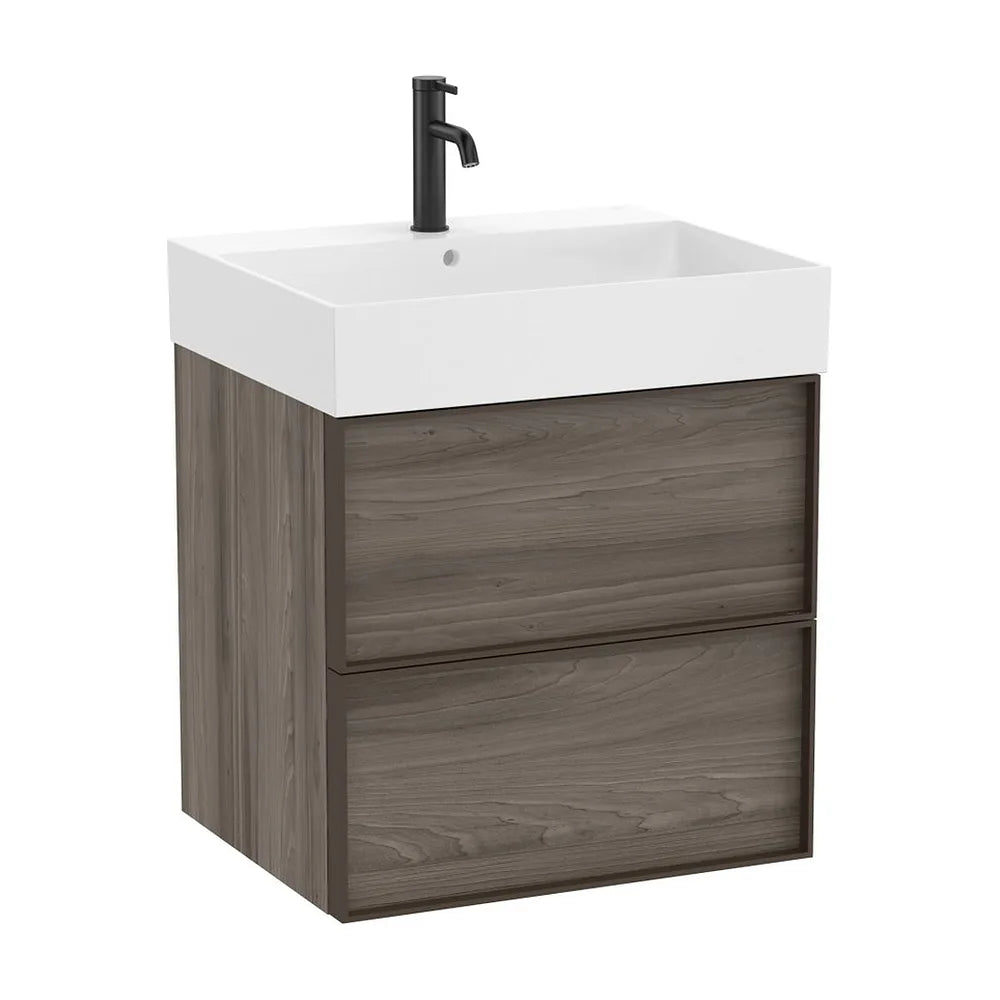 Mueble Base Suspendido 2 Cajones Lavabo Cuadrado Fineceramic 60x49x68cm Colección Inspira Roca - Vista 2
