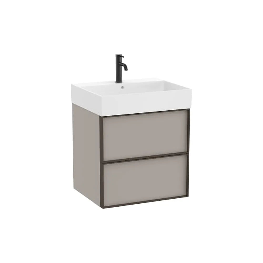 Mueble Base Suspendido con 2 Cajones y Lavabo Cuadrado Fineceramic 60x49x68cm Colección Inspira Roca - Vista 1