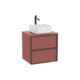 Meuble Bas Suspendu Deux Tiroirs Pour Lavabo À Poser X 58 Cm Finition Terre Cuite Collection Inspira 60x49 cm Roca