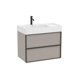 Meuble Sous Lavabo Mural Deux Tiroirs Fineceramic Gris Sable X 68.5 Cm Avec Vasque Carrée Inspira 80x49 cm Roca