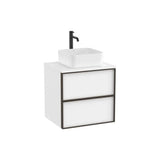 Meuble Bas Suspendu Deux Tiroirs Pour Lavabo À Poser Finition Blanc Mat X 58 Cm Inspira 60x49 cm Roca