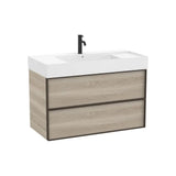Meuble Bas Suspendu Deux Tiroirs Avec Lavabo Carré Intégré Fineceramic X 68 Cm Inspira 100x49 cm Roca
