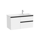 Meuble Bas Asymétrique Avec 2 Tiroirs Et 1 Porte Et Lavabo À Droite X 54 Cm Design Contemporain The Gap 100x46 cm Roca