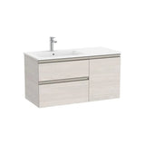Asymmetric Base Unit with Left-Hand Washbasin 2 Drawers and One Door Nordic 100x46x53cm The Gap Collection Ash Roca