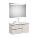 Meuble Sous Vasque Asymétrique Avec Deux Tiroirs Et Une Porte Pour Lavabo Sur Plan À Gauche Miroir Led Colección The Gap Roca