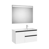Mueble Base Asimétrico with Basin a la Derecha y Espejo Led 100x46x53cm Colección The Gap Roca