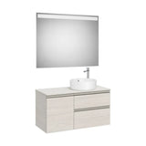 Mueble Base con 2 Cajones y Una Puerta para Lavabo Sobre Encimera Derecha y Espejo Led Colección The Gap Roca