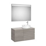 Meuble Sous Vasque Deux Tiroirs Et Une Porte Pour Vasque À Poser À Droite Avec Miroir Led Colección The Gap Roca