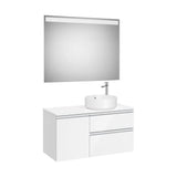 Mueble Base con 2 Cajones y Puerta Lavabo Sobre Encimera Derecha Espejo Led Colección Eidos Roca