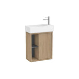 Meuble Bas Asymétrique Compact Avec Lavabo Suspendu Couleur Orme Clair 55x27x60cm Roca