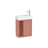 Mueble Base Asimétrico Compacto con Una Puerta Estante Lateral Abierto y Lavabo 55x27x60cm Roca
