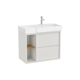 Meuble Bas Asymétrique X 60 Cm Deux Tiroirs Étagère Latérale Lavabo Droit Coloris Blanc 80x43 cm Roca