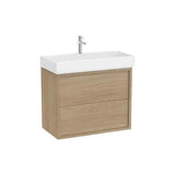 Mueble Base Suspendido con 2 Cajones y Lavabo Porcelana 80x43x60cm Roca