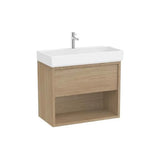 Mueble Base Suspendido Cajón Estante Abierto y Lavabo Porcelana 80x43x60cm Roca