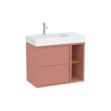 Mueble Base Asimétrico 2 Cajones Estante Lateral Abierto Lavabo Izquierda 80x43x60cm Roca