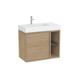 Mueble Base Asimétrico 2 Cajones Estante Lateral Lavabo Izquierda 80x43x60cm Roca